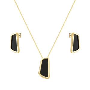 Conjunto Dourado Estilo Orgânico Preto